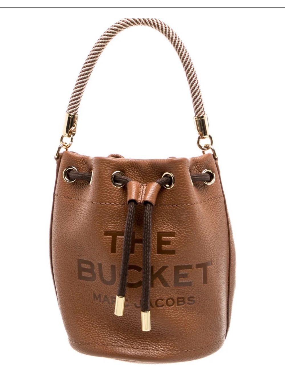 Marc Jacobs Brown Leather Mini Bucket Bag with Rope Handle